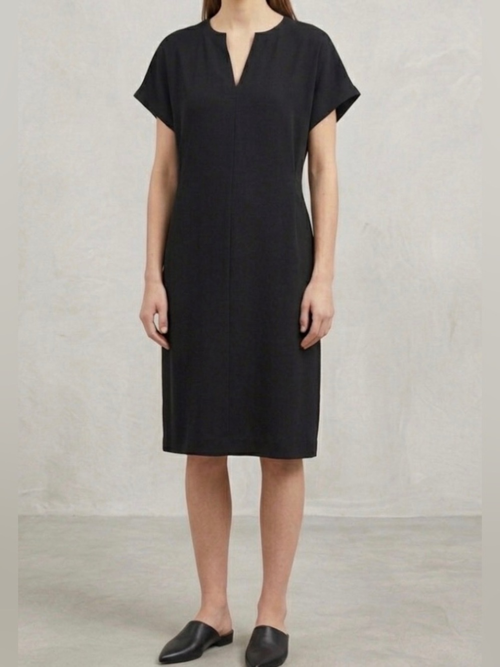 Topshop Basic Black V Neck Short Sleeve Dress